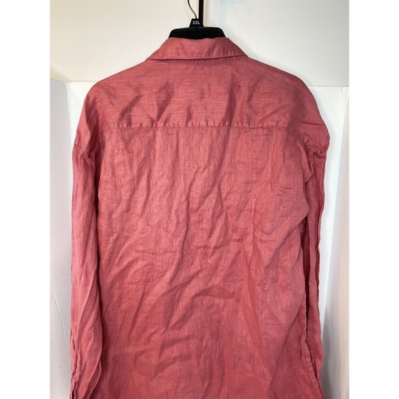 Burma Bibas Short Sleeve Button Up Shirt Men's Large 100% Linen - Picture 9 of 16